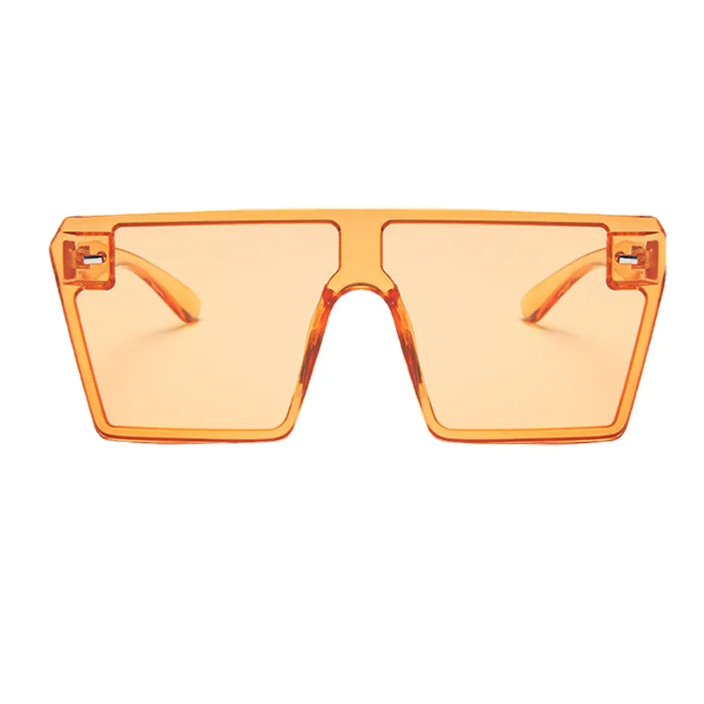 Women One-piece Plus Size Frame Reteo Square Shape Bright Color Personality Sunglasses