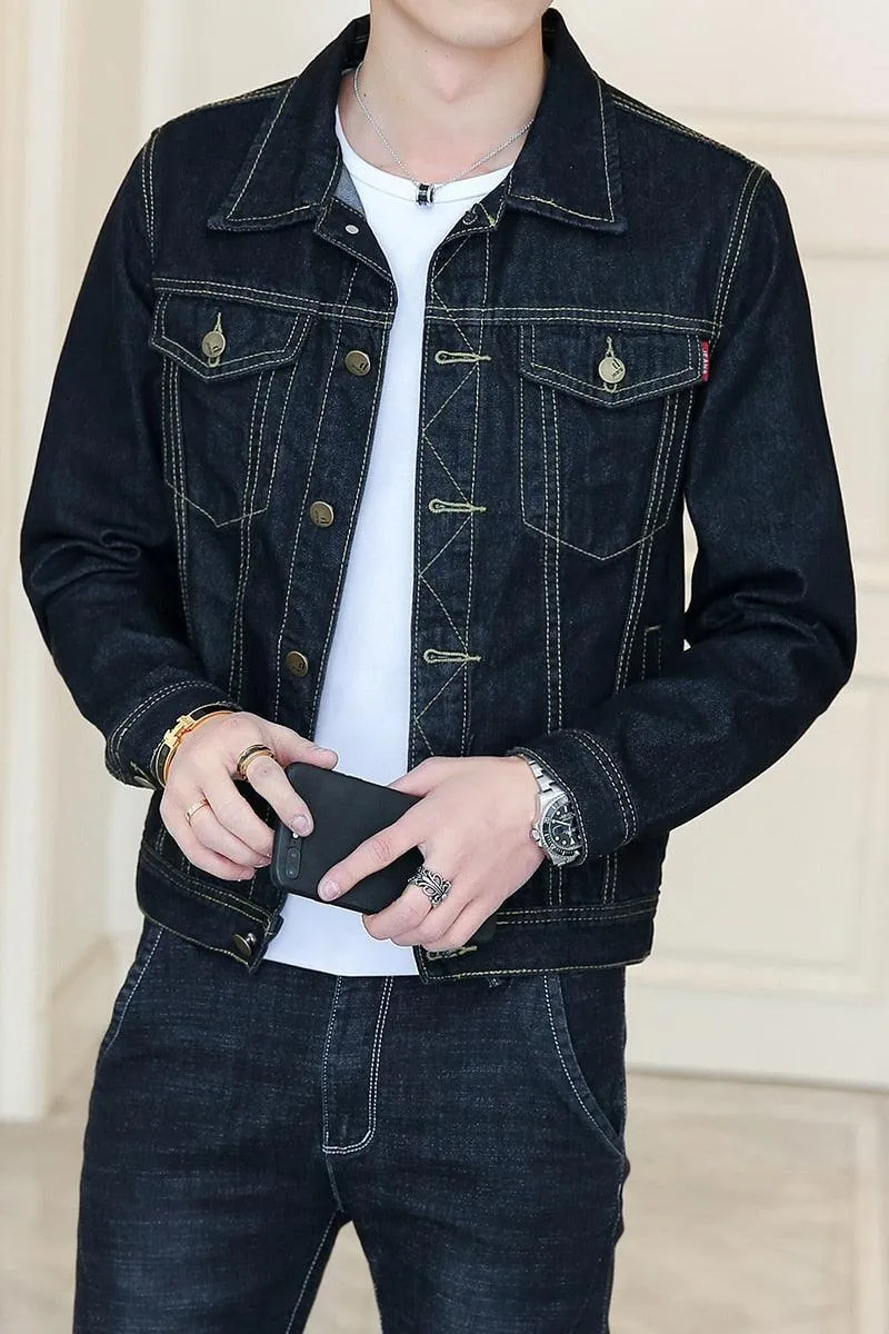 Lapel Denim Jacket Men