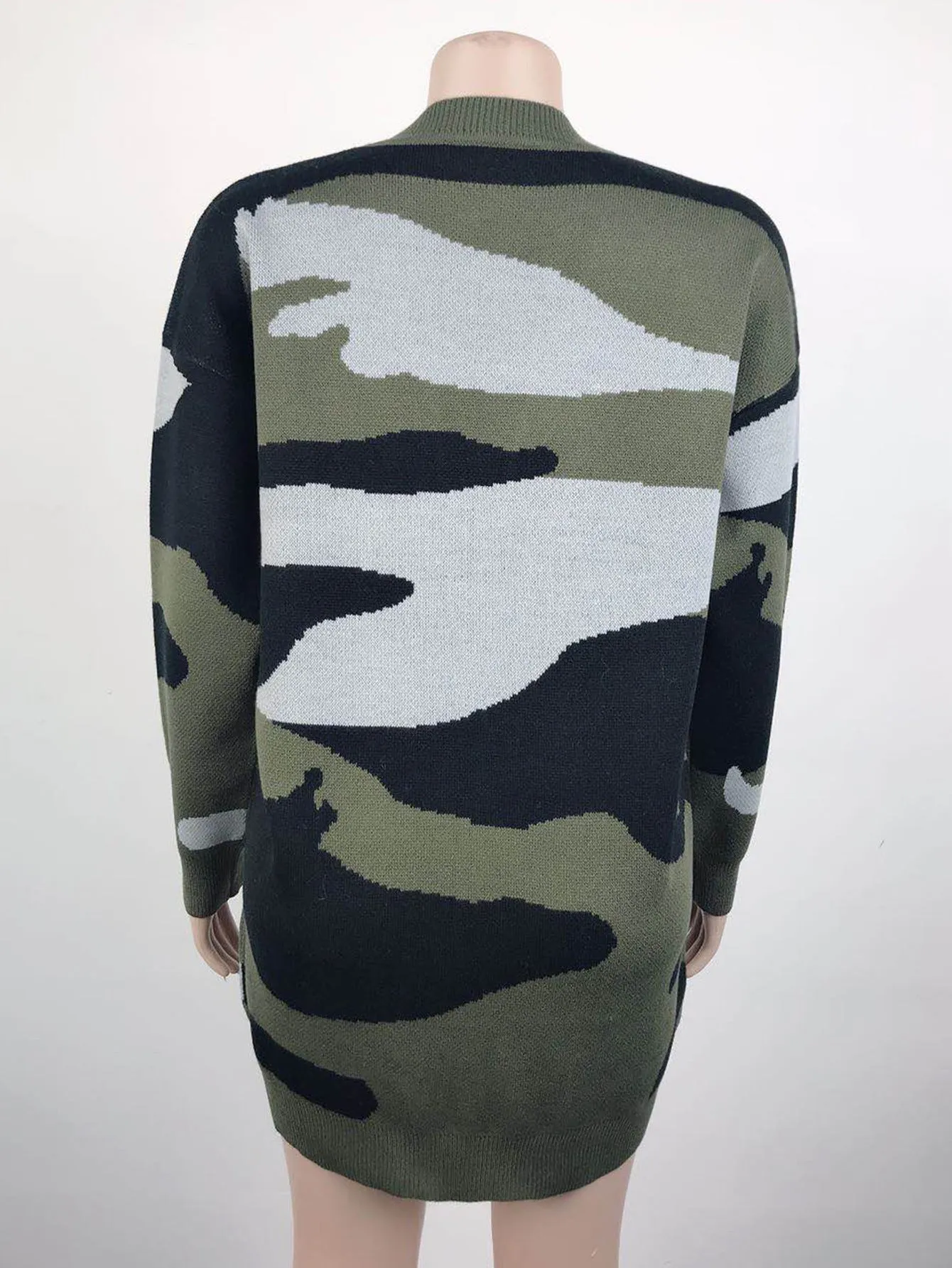 Women's Cardigans Kniting Bicolor Camo Long Sleeves