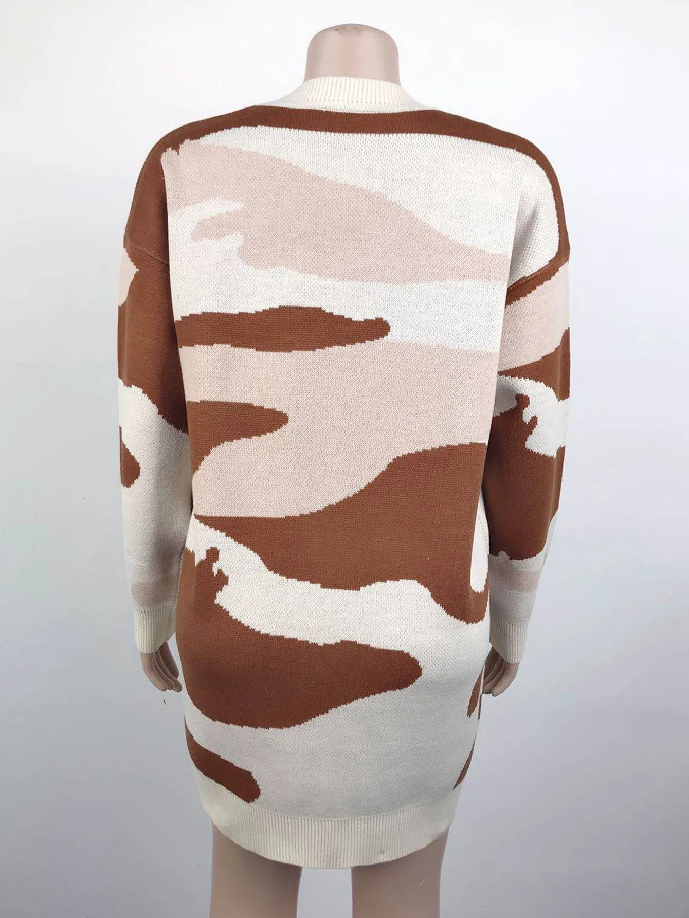 Women's Cardigans Kniting Bicolor Camo Long Sleeves