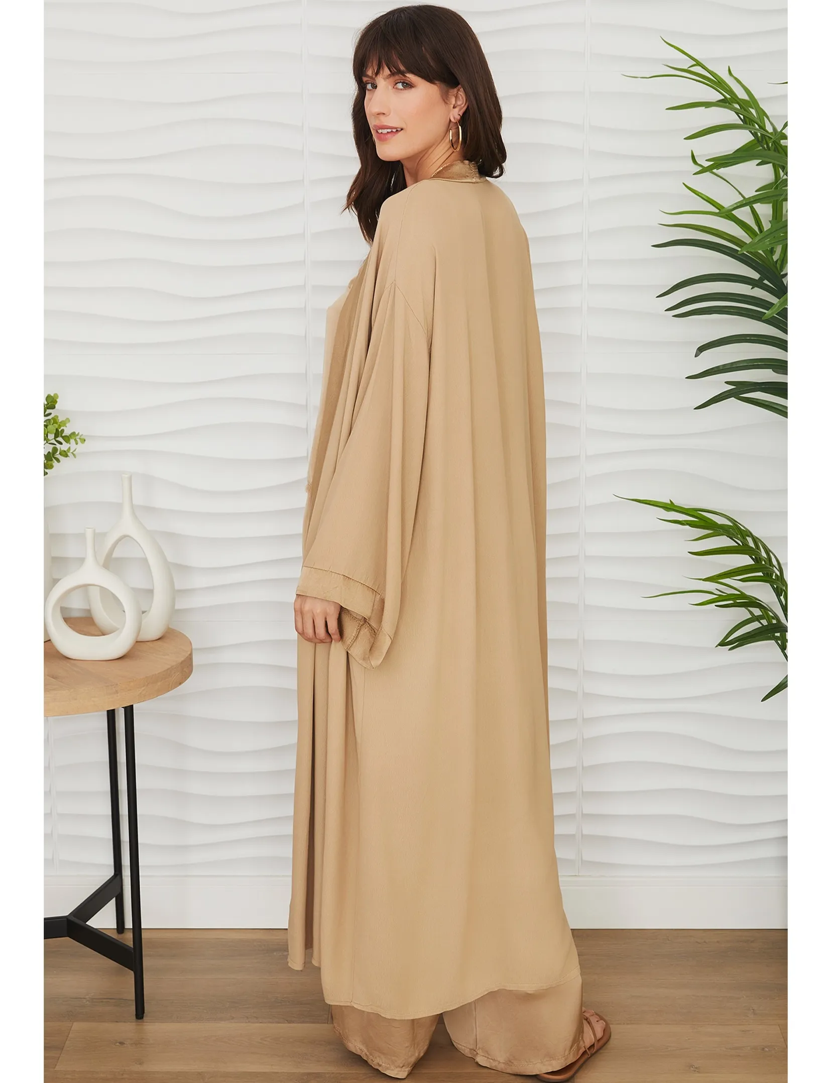 Lightweight Long Cardigan, Camel