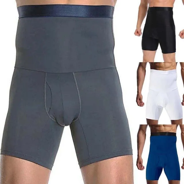 Men High Waist Slimming Underwear Abdomen Boxer Briefs Thin Breathable Compression Shapewear Shorts Elastic Body Shaper X2696364