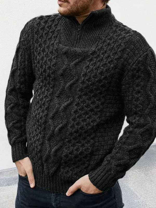 Long Sleeve Cable Turtleneck Men Sweater