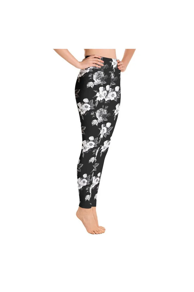 Dark Floral Print Yoga Leggings