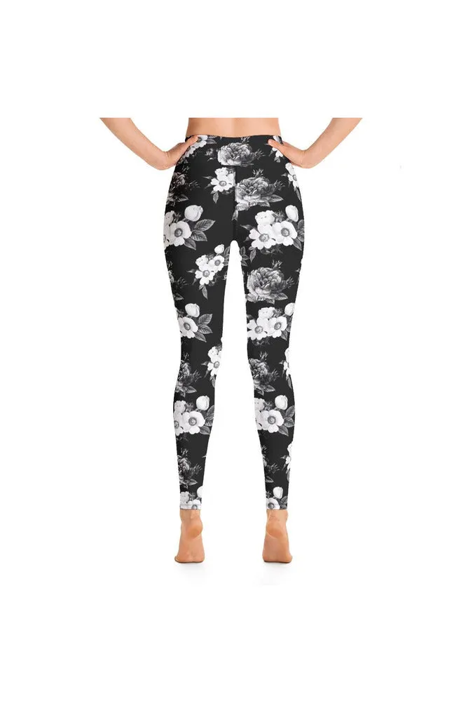 Dark Floral Print Yoga Leggings