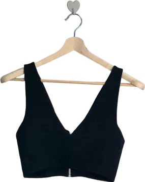 Zara Woman Black V-Neck Zip Crop Top UK 12