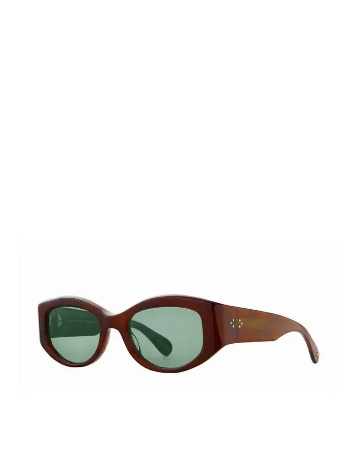 Garrett Leight Retro Biggie 49 Sunglasses Vintage Burnt Tortoise/Veridian